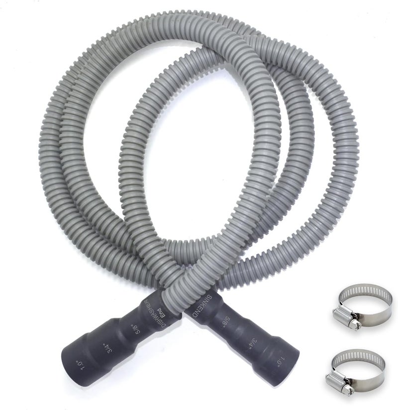 TT FLEX TTFLEX 12 FT Dishwasher Drain Hose, Flexible Discharge Hose with Stainless Steel Clamps, Trim to Fit 5/8 Inch, 3/4 Inch, or 1 Inch Dishwasher and Sink End - Image 1